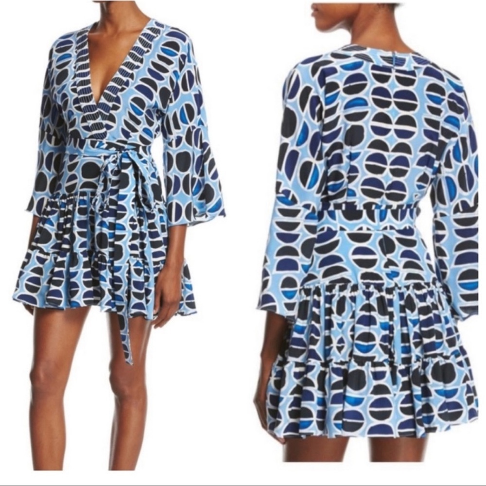 Alexis Julienne Blue and White Printed Mini Dress